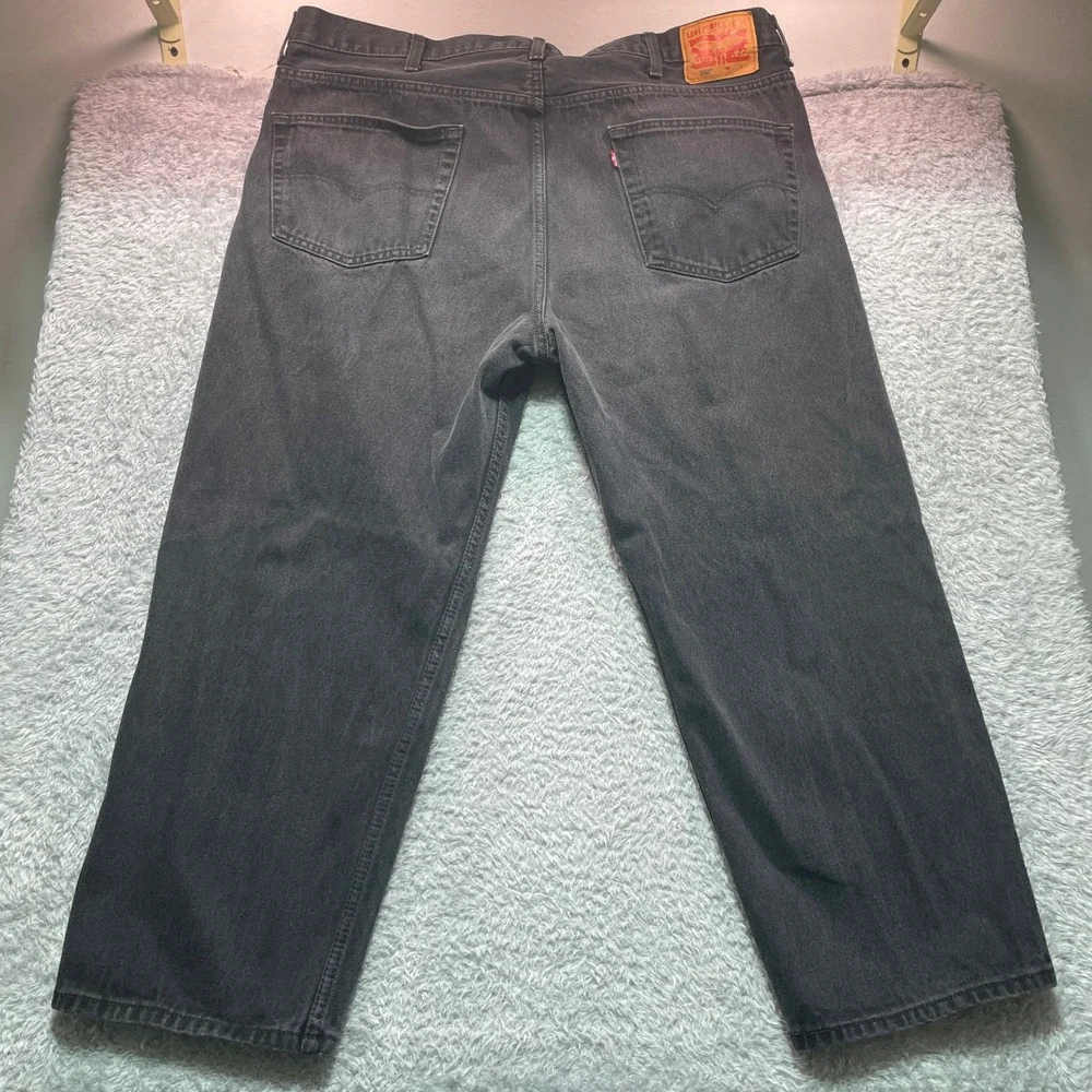Levis 550 Relaxed Fit Mens Black Denim Jeans W46 L29 WaterLess 0719
